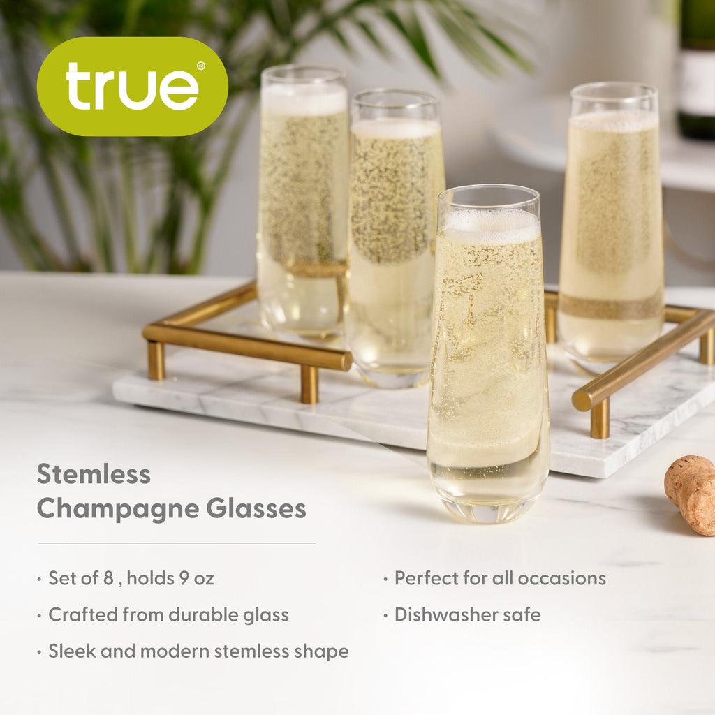 Stemless Champagne Flutes Set of 8