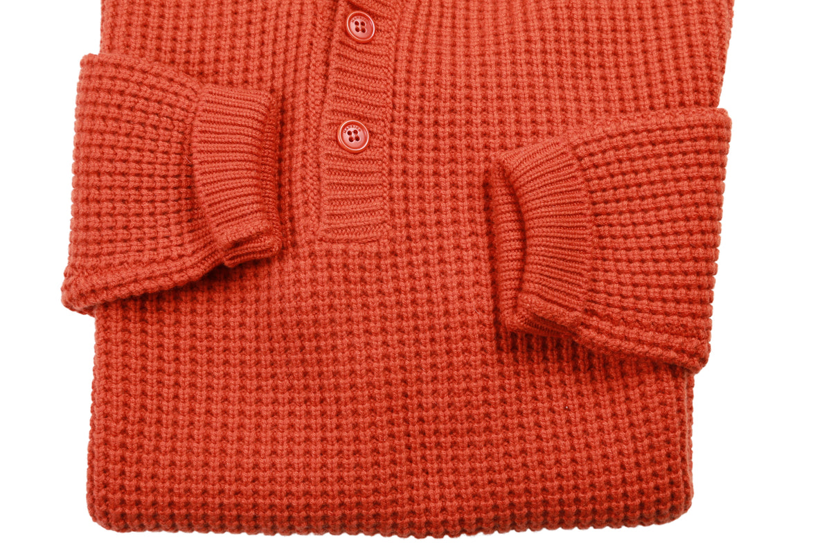 Manrico Orange Quarter Button Cashmere Sweater