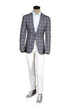Kiton Plaid Wool-Silk-Linen Sport Jacket