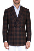 Brioni Plaid Double Breasted Wool Sport Jacket
