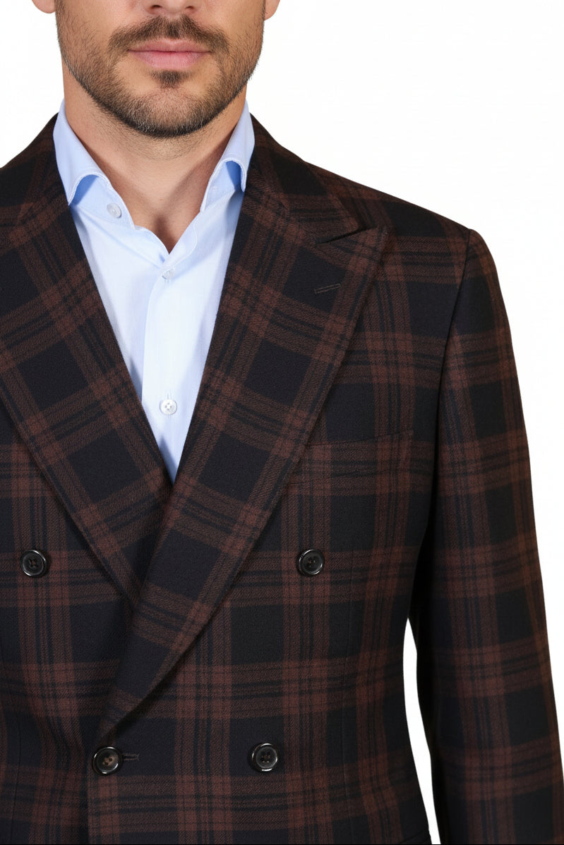 Brioni Plaid Double Breasted Wool Sport Jacket