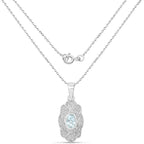 0.48 Carat Genuine Aquamarine and White Topaz .925 Sterling Silver Pendant