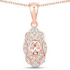 0.52 Carat Genuine Morganite and White Topaz .925 Sterling Silver Pendant