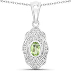 0.55 Carat Genuine Peridot and White Topaz .925 Sterling Silver Pendant
