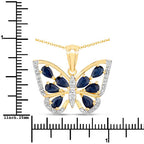 1.67 Carat Genuine Blue Sapphire and White Zircon .925 Sterling Silver Pendant