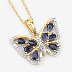 1.67 Carat Genuine Blue Sapphire and White Zircon .925 Sterling Silver Pendant