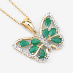 1.91 Carat Genuine Emerald and White Zircon .925 Sterling Silver Pendant