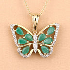 1.91 Carat Genuine Emerald and White Zircon .925 Sterling Silver Pendant