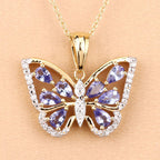 1.75 Carat Genuine Tanzanite and White Zircon .925 Sterling Silver Pendant