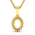 0.13 Carat Genuine White Diamond 14K Yellow Gold Semi Mount Pendant - holds 8x6mm Oval Gemstone