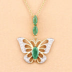 0.72 Carat Genuine Emerald and White Zircon .925 Sterling Silver Pendant