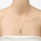 0.72 Carat Genuine Emerald and White Zircon .925 Sterling Silver Pendant