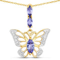 0.75 Carat Genuine Tanzanite and White Zircon .925 Sterling Silver Pendant