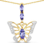 0.75 Carat Genuine Tanzanite and White Zircon .925 Sterling Silver Pendant
