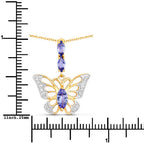 0.75 Carat Genuine Tanzanite and White Zircon .925 Sterling Silver Pendant