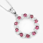1.30 Carat Genuine Pink Tourmaline and White Topaz .925 Sterling Silver Pendant