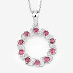 1.30 Carat Genuine Pink Tourmaline and White Topaz .925 Sterling Silver Pendant