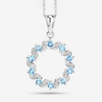 1.30 Carat Genuine Swiss Blue Topaz and White Topaz .925 Sterling Silver Pendant