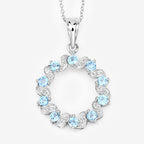 1.30 Carat Genuine Swiss Blue Topaz and White Topaz .925 Sterling Silver Pendant