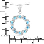 1.30 Carat Genuine Swiss Blue Topaz and White Topaz .925 Sterling Silver Pendant