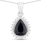 2.09 Carat Genuine Blue Sapphire and White Diamond 14K White Gold Pendant