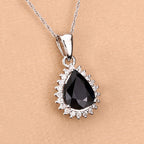 2.09 Carat Genuine Blue Sapphire and White Diamond 14K White Gold Pendant