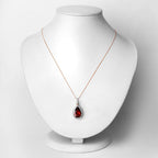 3.29 Carat Genuine Rhodolite and White Diamond 14K Rose Gold Pendant