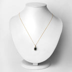 1.39 Carat Genuine Green Tourmaline and White Diamond 14K Yellow Gold Pendant