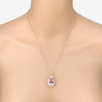 9.31 Carat Genuine Morganite and White Diamond 14K Rose Gold Pendant