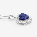 3.74 Carat Genuine Tanzanite and White Diamond 14K White Gold Pendant