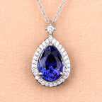 2.20 Carat Genuine Tanzanite and White Diamond 14K White Gold Pendant