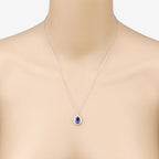 2.20 Carat Genuine Tanzanite and White Diamond 14K White Gold Pendant