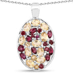 2.88 Carat Genuine Citrine and Rhodolite .925 Sterling Silver Pendant