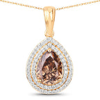 IGI Certified 2.01 Carat Genuine Brown Diamond Center and 0.29cttw White Diamond 18K Yellow Gold Pendant (2.30cttw)