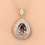 IGI Certified 2.01 Carat Genuine Brown Diamond Center and 0.29cttw White Diamond 18K Yellow Gold Pendant (2.30cttw)