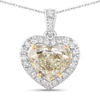 IGI Certified 4.51 Carat Genuine Light Yellow Diamond Center and 0.45cttw White Diamond 18K White Gold Pendant (4.96cttw)