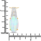 7.57 Carat Genuine Ethiopian Opal and White Diamond 14K Yellow Gold Pendant