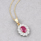 0.95 Carat Genuine Ruby and White Diamond 10K Yellow Gold Pendant