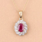 0.95 Carat Genuine Ruby and White Diamond 10K Yellow Gold Pendant