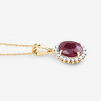 1.60 Carat Genuine Ruby and White Diamond 10K Yellow Gold Pendant