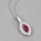 1.52 Carat Genuine Ruby and White Diamond 10K White Gold Pendant