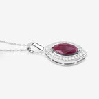 1.52 Carat Genuine Ruby and White Diamond 10K White Gold Pendant
