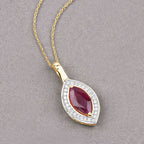 1.52 Carat Genuine Ruby and White Diamond 10K Yellow Gold Pendant