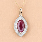 1.52 Carat Genuine Ruby and White Diamond 10K Yellow Gold Pendant
