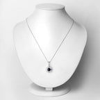 1.71 Carat Genuine Blue Sapphire and White Diamond 10K White Gold Pendant