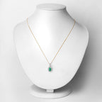 0.79 Carat Genuine Zambian Emerald and White Diamond 10K Yellow Gold Pendant