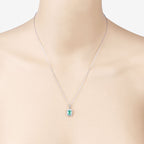 0.83 Carat Genuine Zambian Emerald and White Diamond 10K White Gold Pendant
