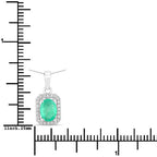 0.83 Carat Genuine Zambian Emerald and White Diamond 10K White Gold Pendant