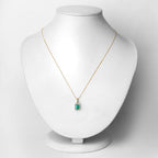 0.83 Carat Genuine Zambian Emerald and White Diamond 10K Yellow Gold Pendant