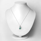 1.18 Carat Genuine Zambian Emerald and White Diamond 10K White Gold Pendant